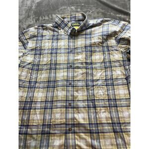 Cabela's Outfitter‎ Series Yellow & Blue Plaid Button Shirt Sz 2XLT XXLT